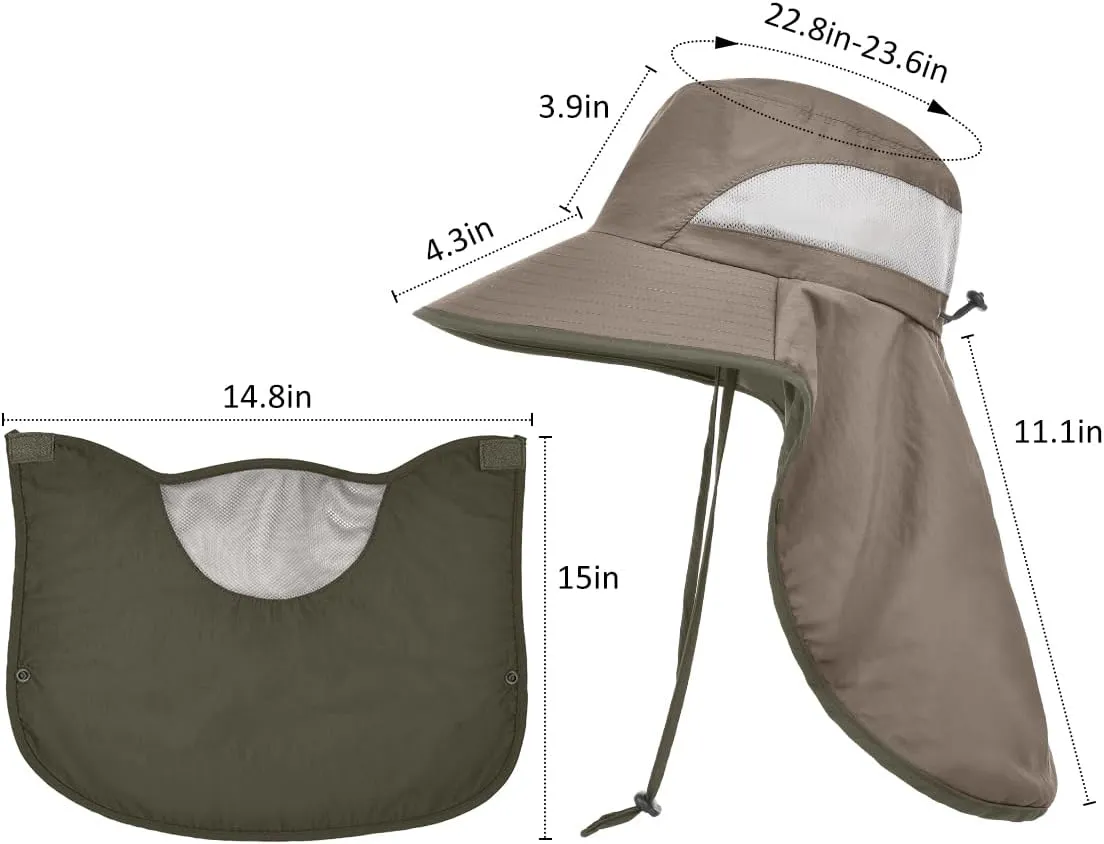 LCZTN UPF 50  Sun Protection Cap Wide Brim Fishing Hat with Face & Neck Flap