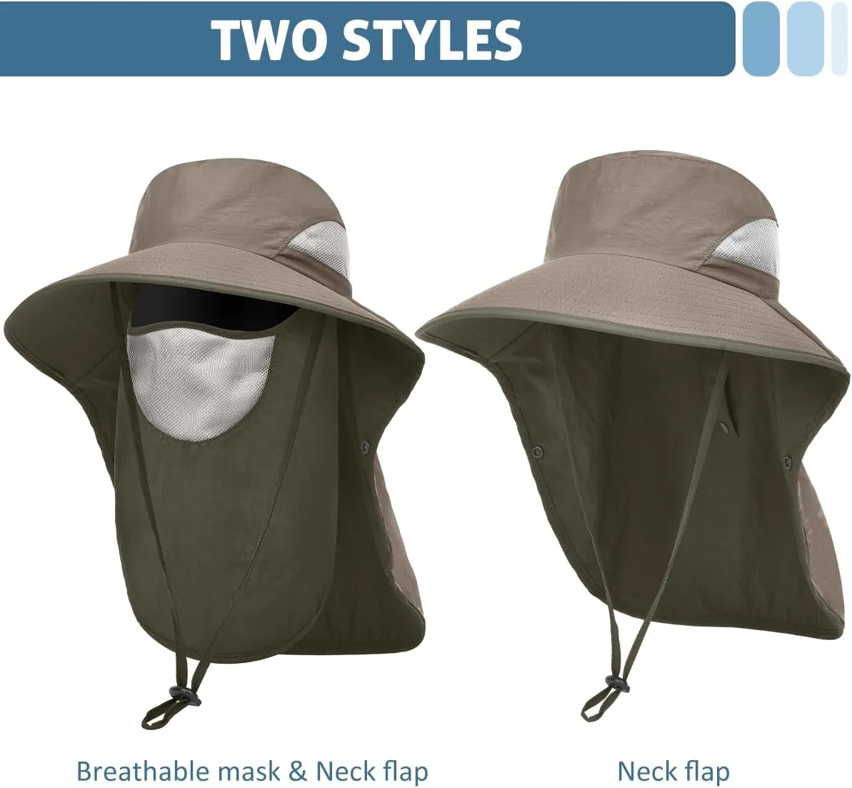 LCZTN UPF 50  Sun Protection Cap Wide Brim Fishing Hat with Face & Neck Flap