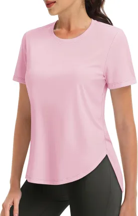MAGCOMSEN Short Sleeve Workout Tops for Women UPF 50  Sun Protection Quick Dry Wicking T Shirt Yoga Athletic Running Gym