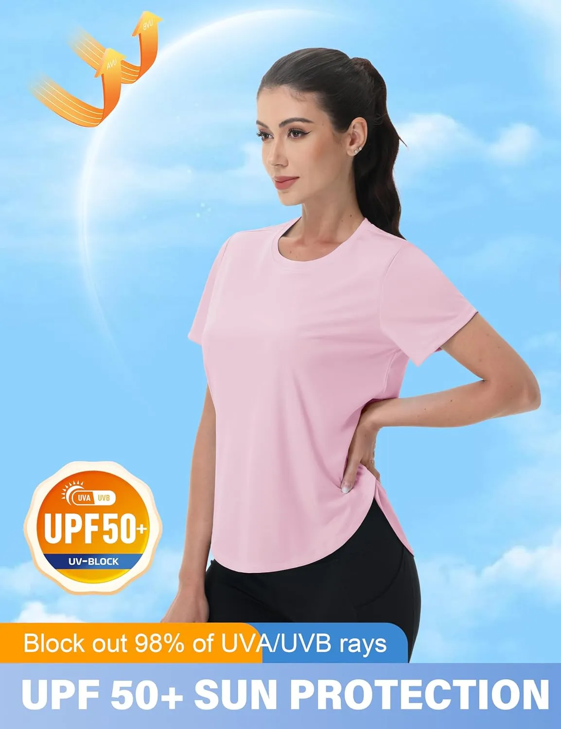 MAGCOMSEN Short Sleeve Workout Tops for Women UPF 50  Sun Protection Quick Dry Wicking T Shirt Yoga Athletic Running Gym
