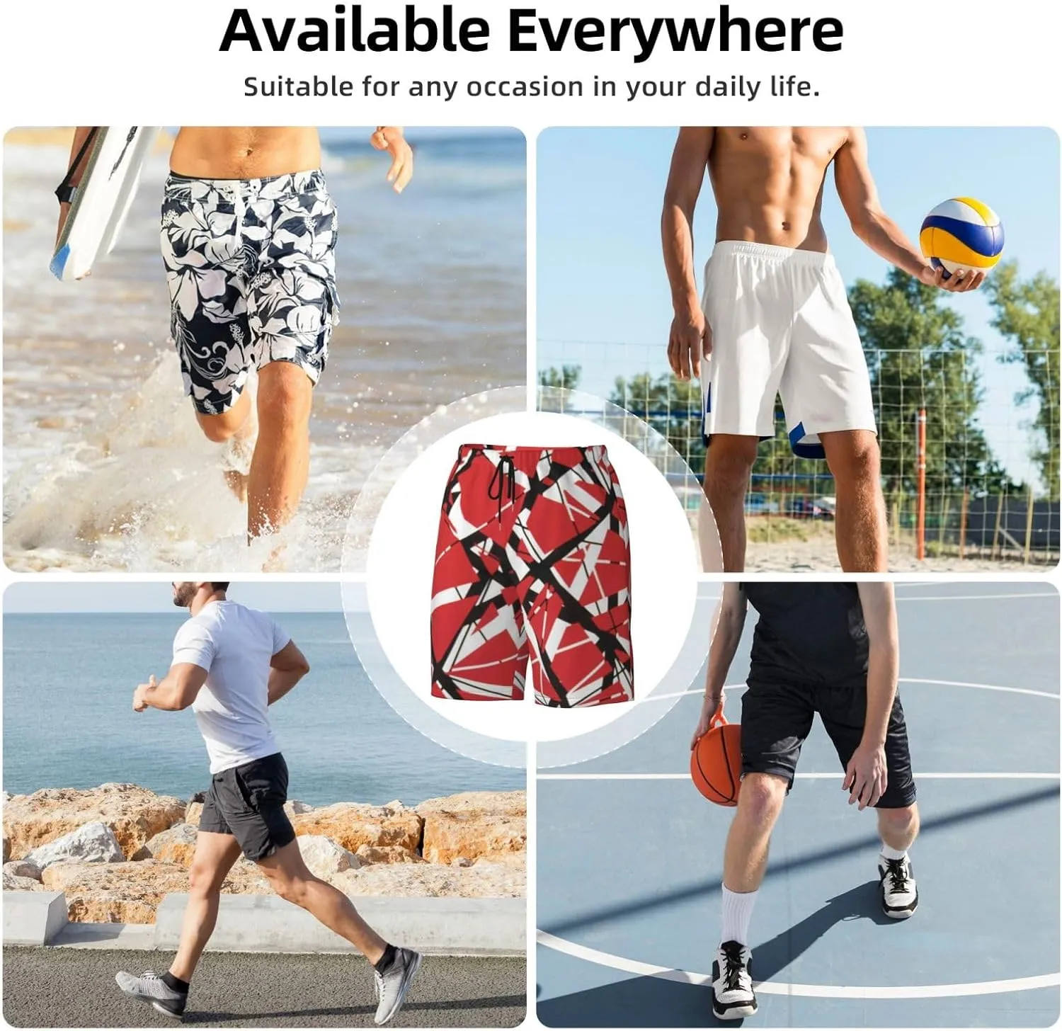 Man's Lightweight Swim Trunks for Van.1986 Halen Beach Pants,Swimming Beach Shorts Bathing Suits for Sports