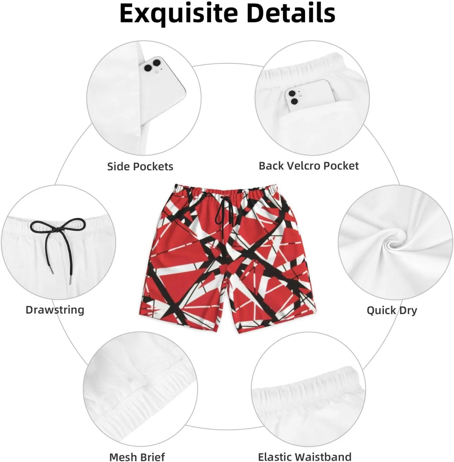 Man's Lightweight Swim Trunks for Van.1986 Halen Beach Pants,Swimming Beach Shorts Bathing Suits for Sports