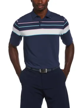 Mens Engineered Ventilated Stripe Golf Polo