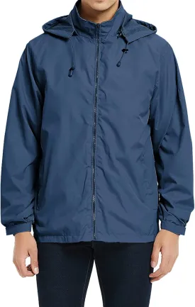 Mens Lightweight Windbreaker Jacket Waterproof Rain Jacket with Hood Soft Shell Jacket