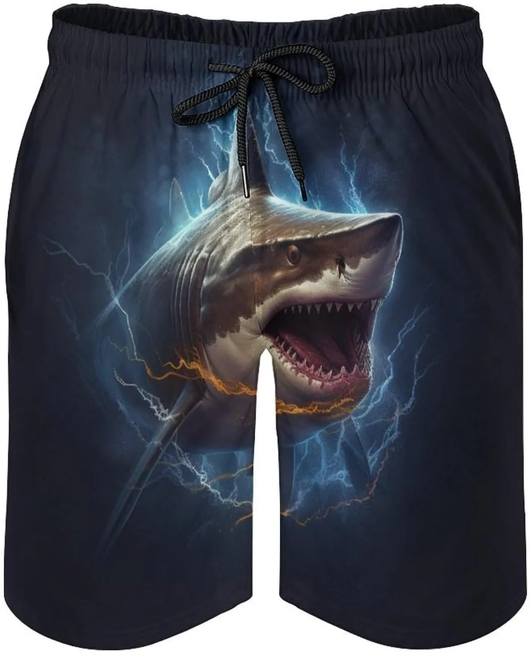 Men's Sharks Swim Trunks, Quick Dry Beach Board Shorts with Mesh Lining and Pockets