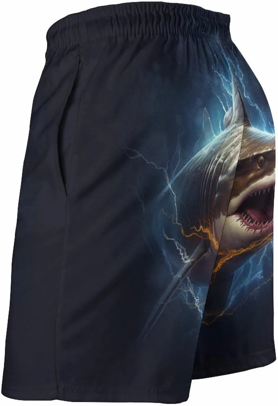 Men's Sharks Swim Trunks, Quick Dry Beach Board Shorts with Mesh Lining and Pockets