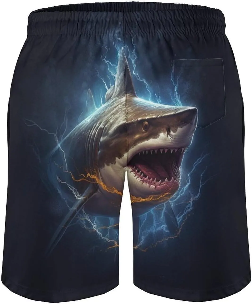 Men's Sharks Swim Trunks, Quick Dry Beach Board Shorts with Mesh Lining and Pockets