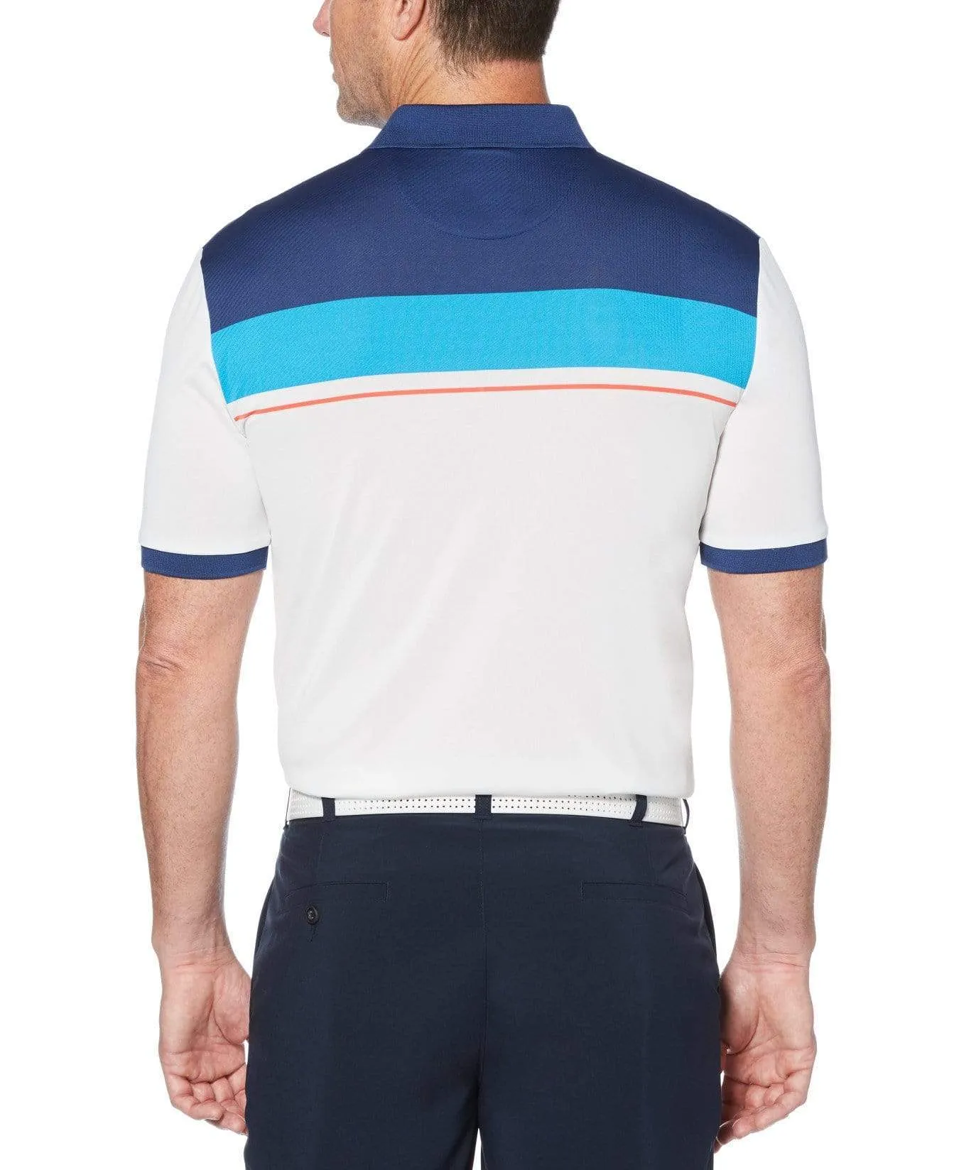 Mens Ventilated Textured Block Polo