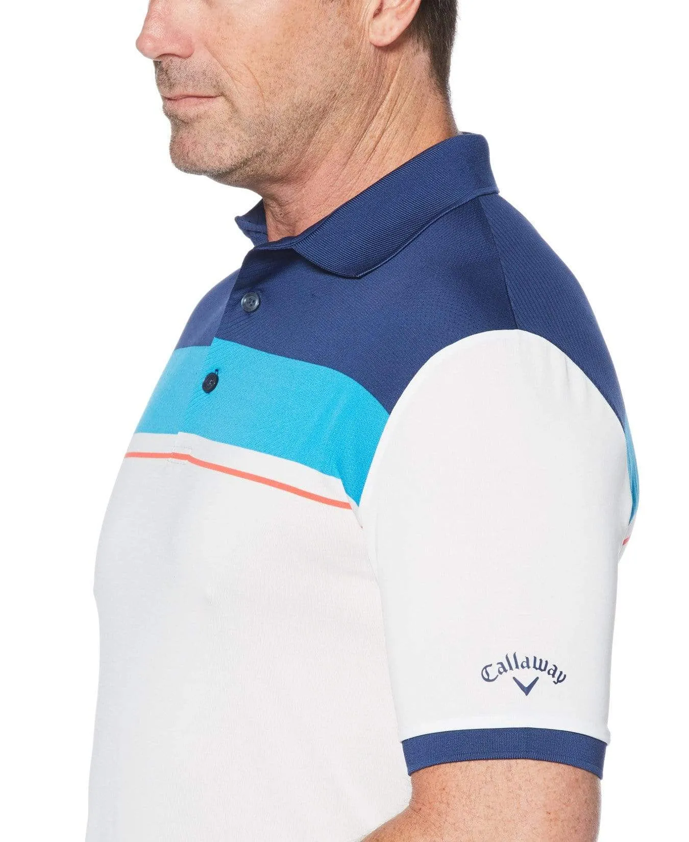 Mens Ventilated Textured Block Polo