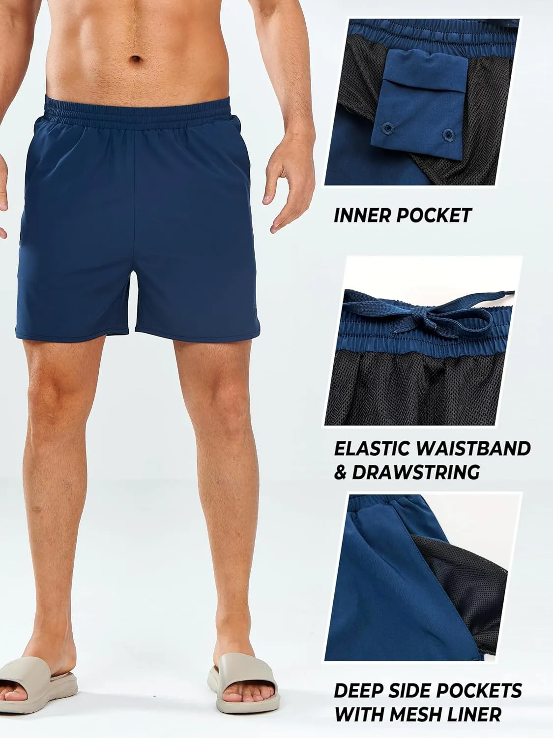 NORTHYARD Men's Swim Trunks 5" Quick Dry Swim Shorts with Mesh Liner Packable for Swimwear Surfing Beach Travel