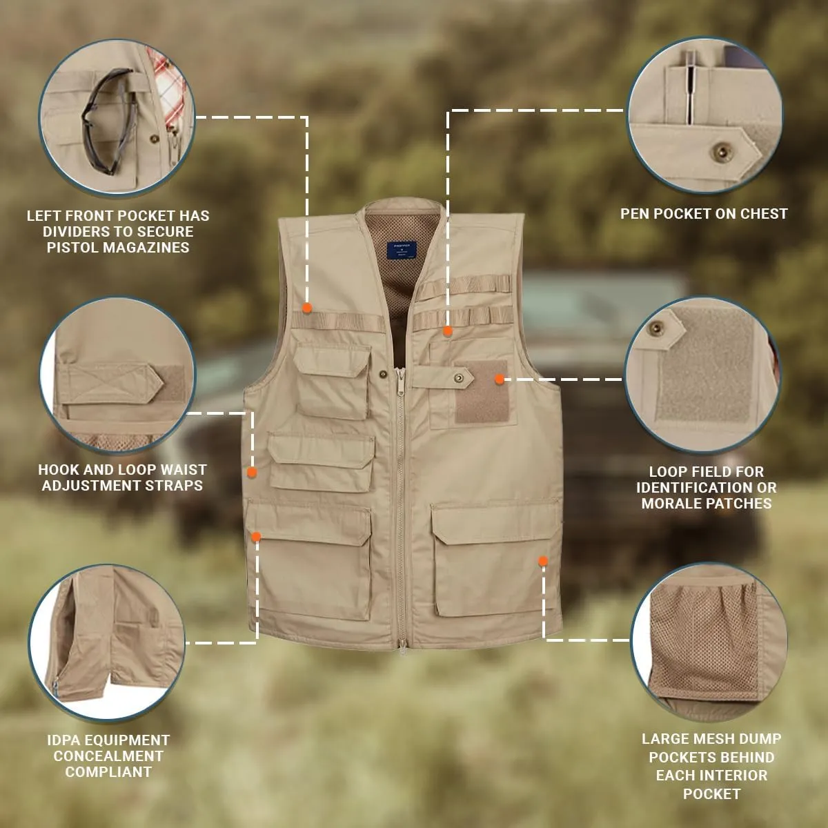 Propper Men's Lightweight Tactical Vest, Khaki, Small