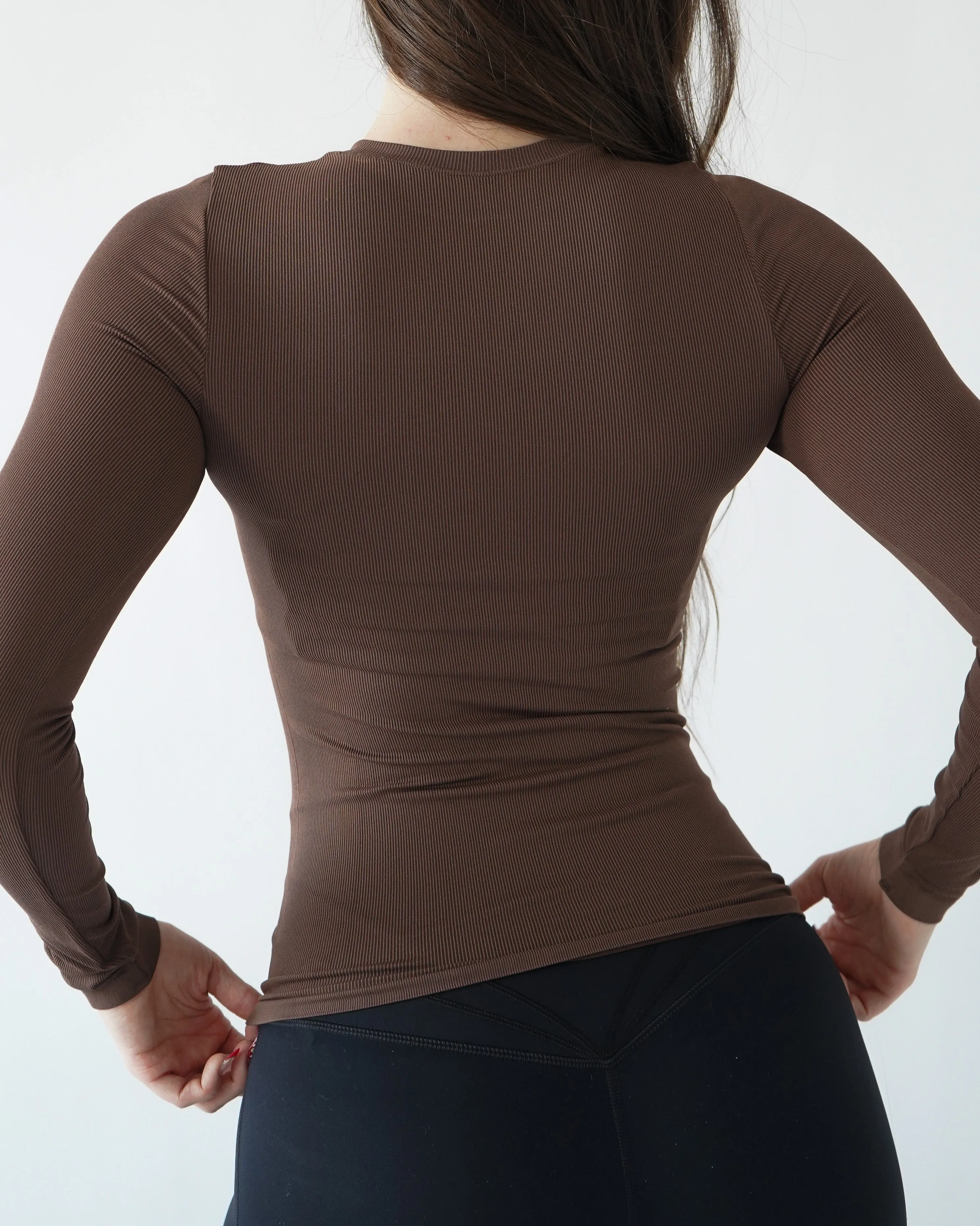 Ribbed Seamless Long Sleeve - Espresso