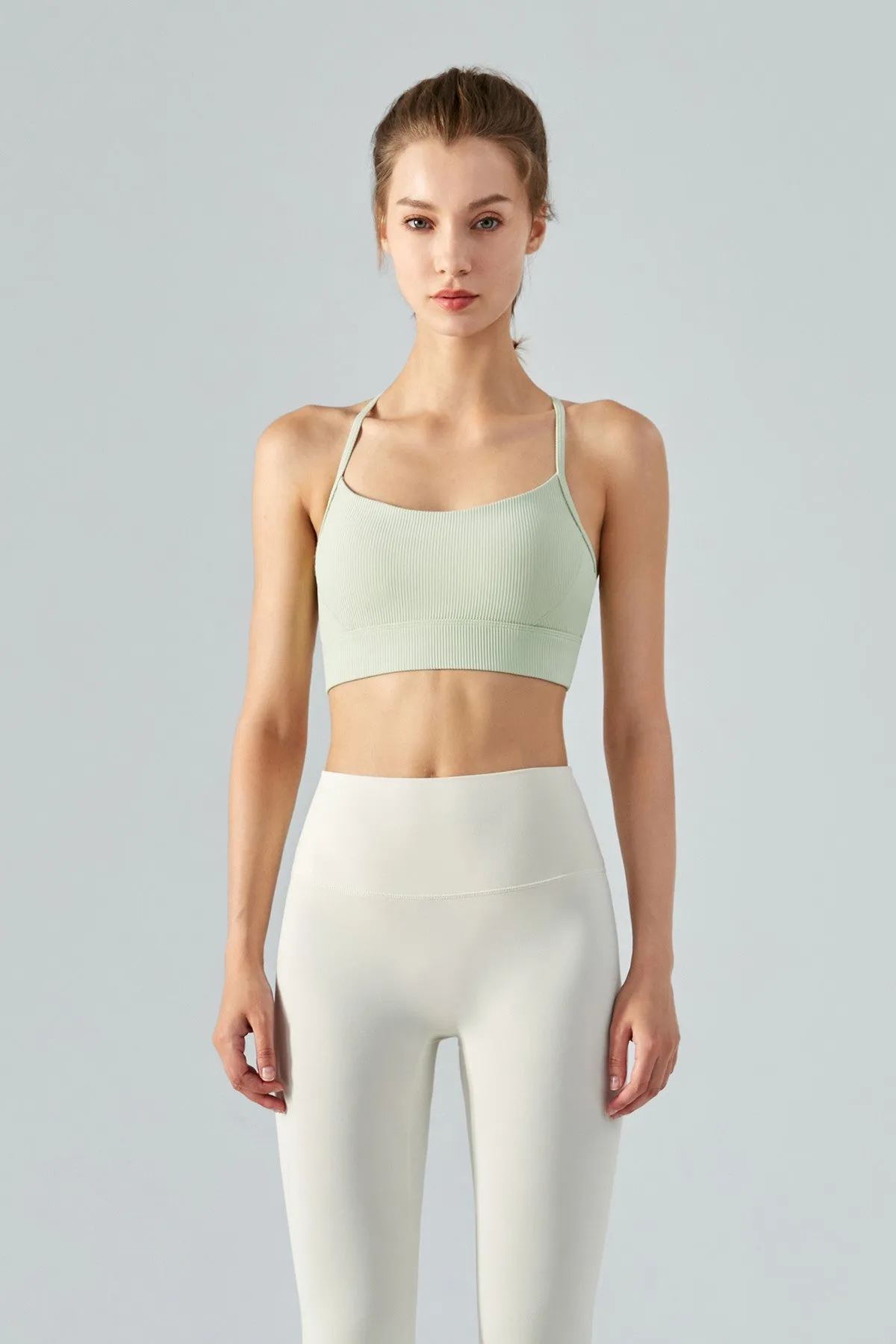 Ribbed T-Back Sports Bra