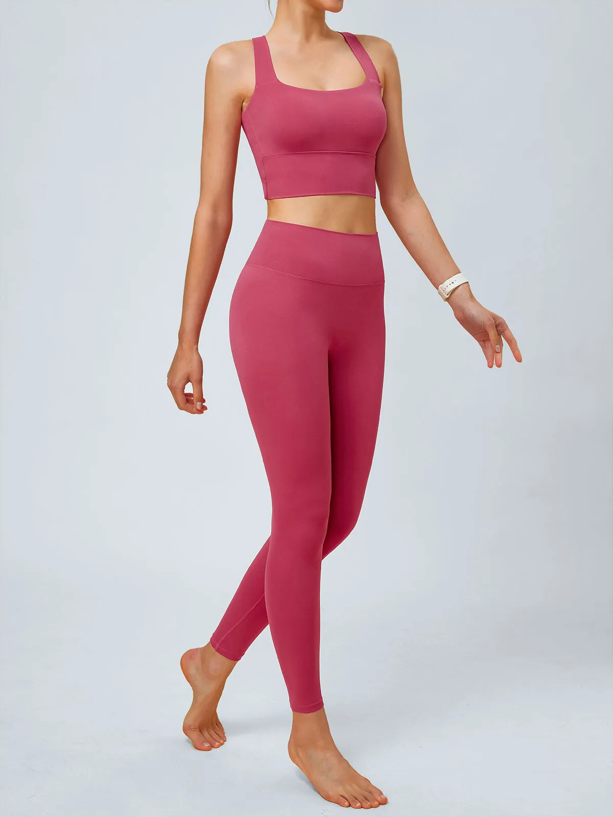 Rose Red Twist X-Cross Sports Bra - Light Support