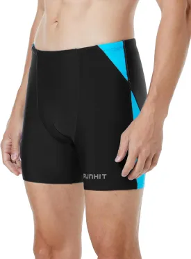 Runihit Men's Square Leg Swim Jammers Quick Dry Athletic Brief Swimsuit UFP 50  Compression Swimming Shorts