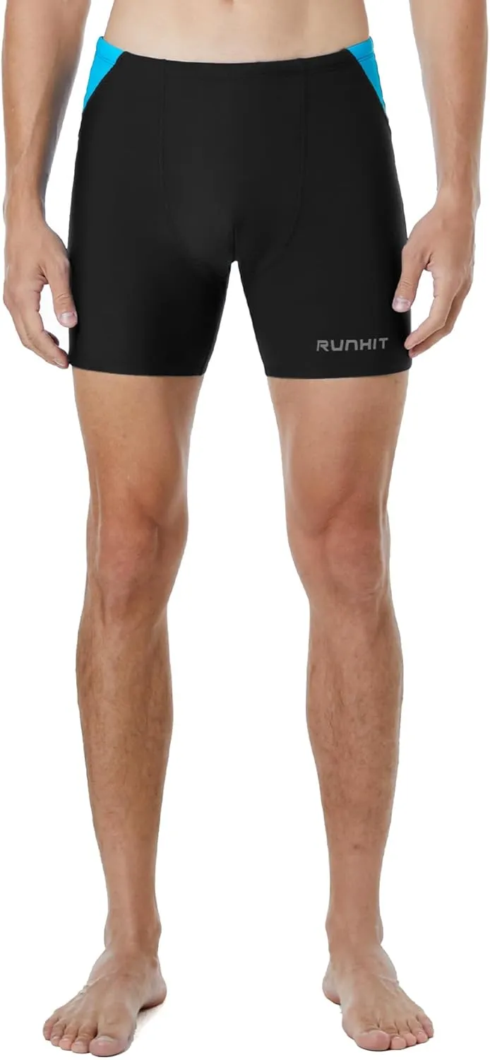 Runihit Men's Square Leg Swim Jammers Quick Dry Athletic Brief Swimsuit UFP 50  Compression Swimming Shorts