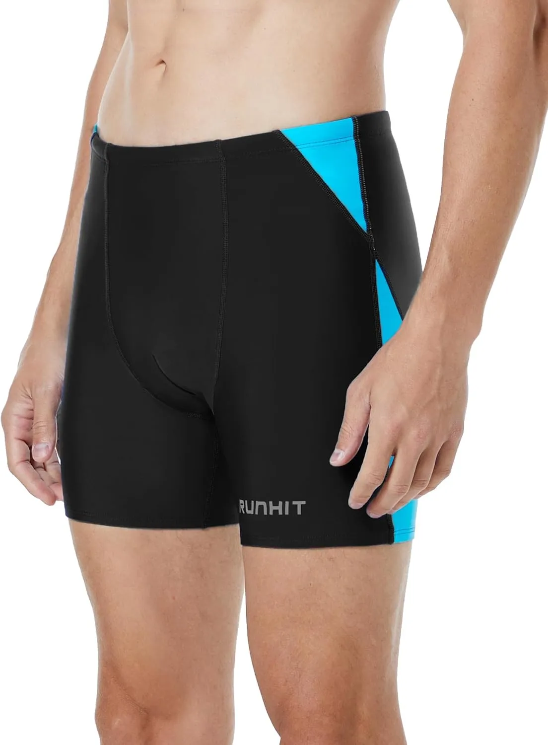 Runihit Men's Square Leg Swim Jammers Quick Dry Athletic Brief Swimsuit UFP 50  Compression Swimming Shorts