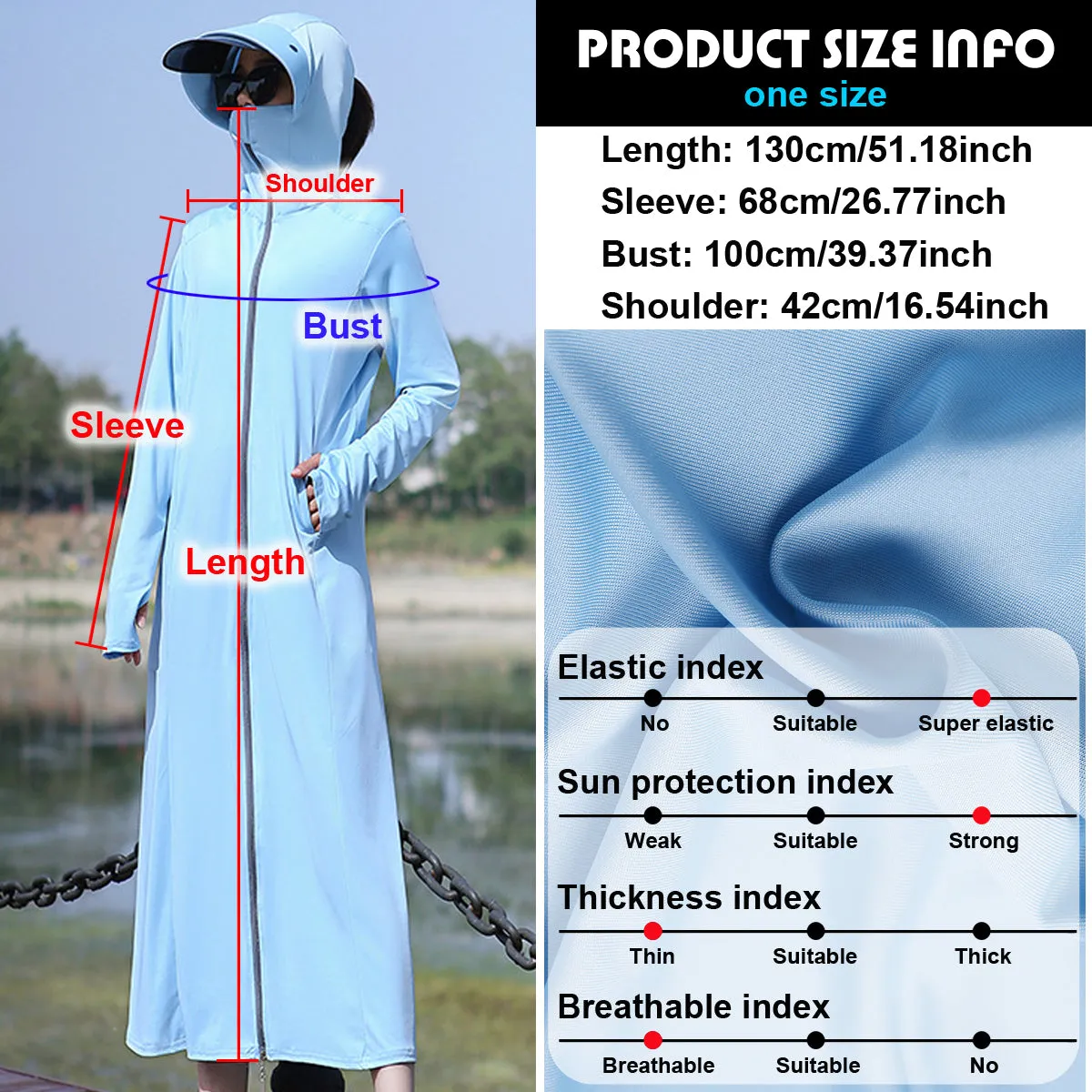 Sidiou Group Anniou New Long Style UPF50  UV Protection Clothing With Safety Face Visor Shield Outdoor Sport Fishing Lightweight Windbreaker Jacket