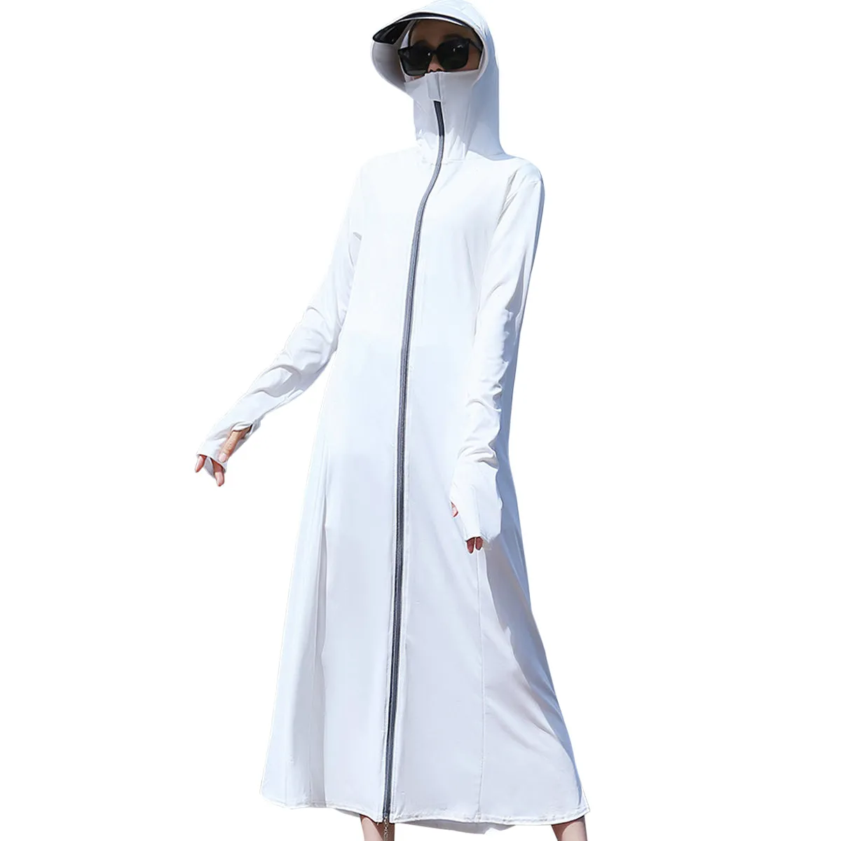 Sidiou Group Anniou New Long Style UPF50  UV Protection Clothing With Safety Face Visor Shield Outdoor Sport Fishing Lightweight Windbreaker Jacket