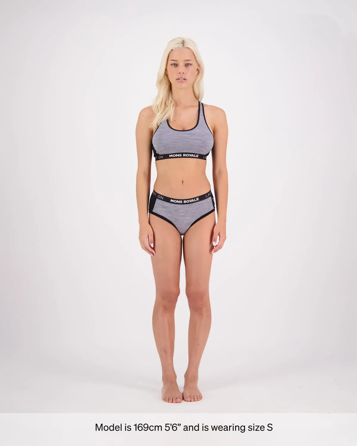 Sierra Merino Sports Bra - Grey Heather / Black