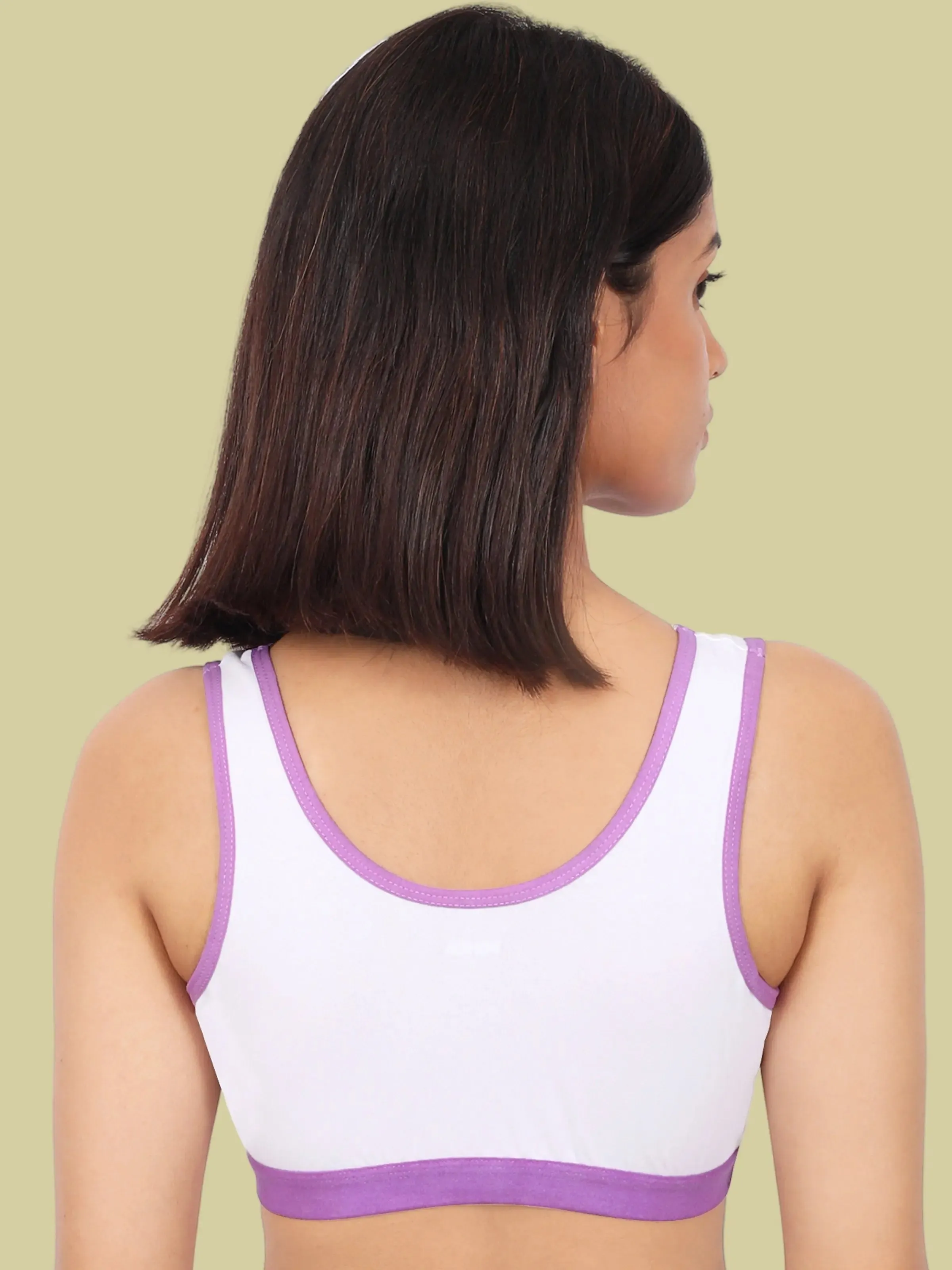 Single-Layer Broad Strap Cotton Sports Bra | Non-Padded Beginner | Printed