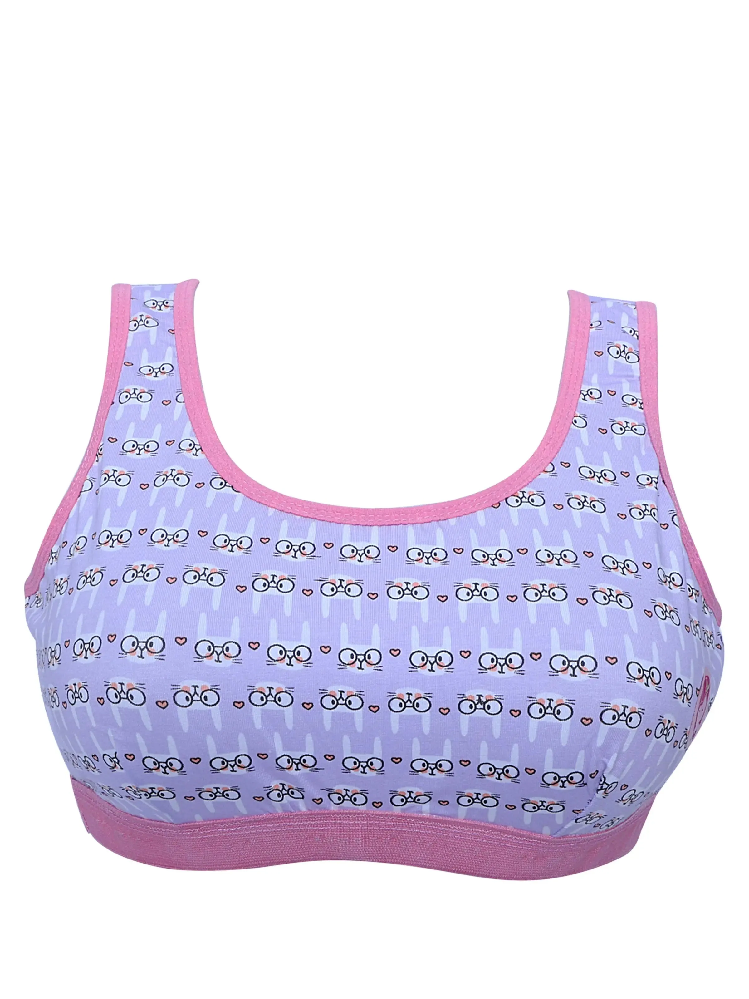Single-layer Broad Strap Cotton Workout Bra | Non-Padded Beginner Bra | Printed & Solid Bra