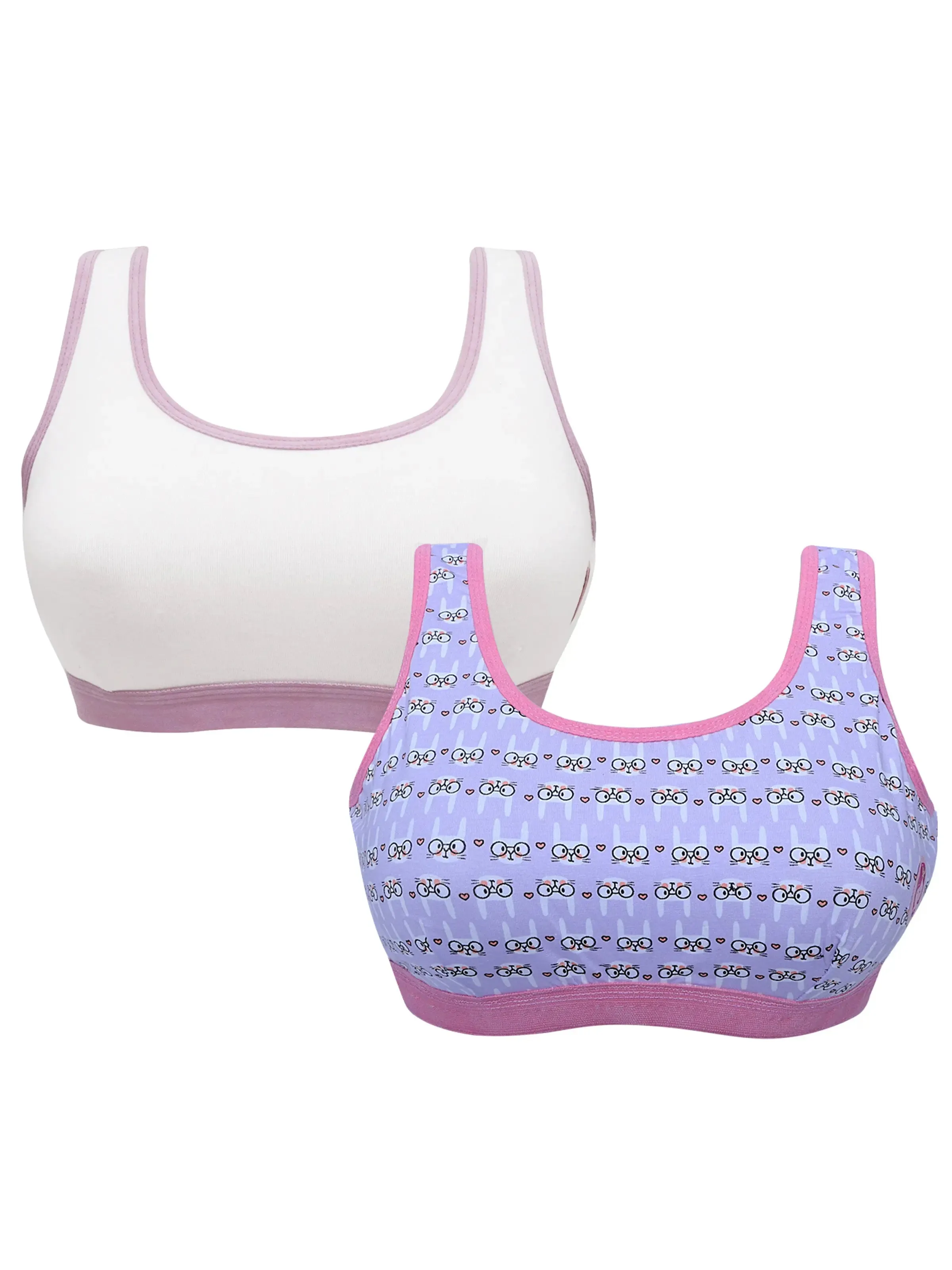 Single-layer Broad Strap Cotton Workout Bra | Non-Padded Beginner Bra | Printed & Solid Bra