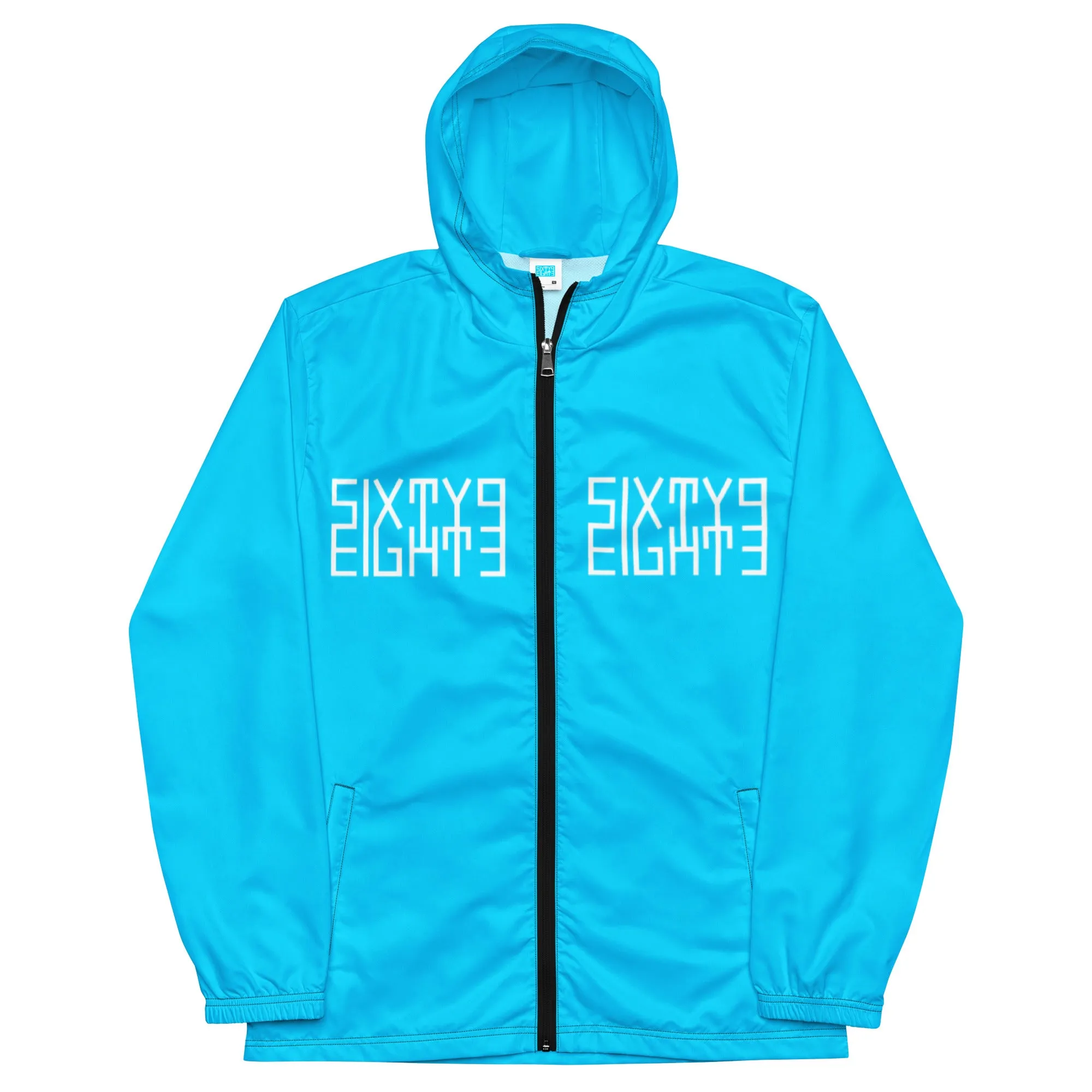 Sixty Eight 93 Logo White & Aqua Blue Windbreaker