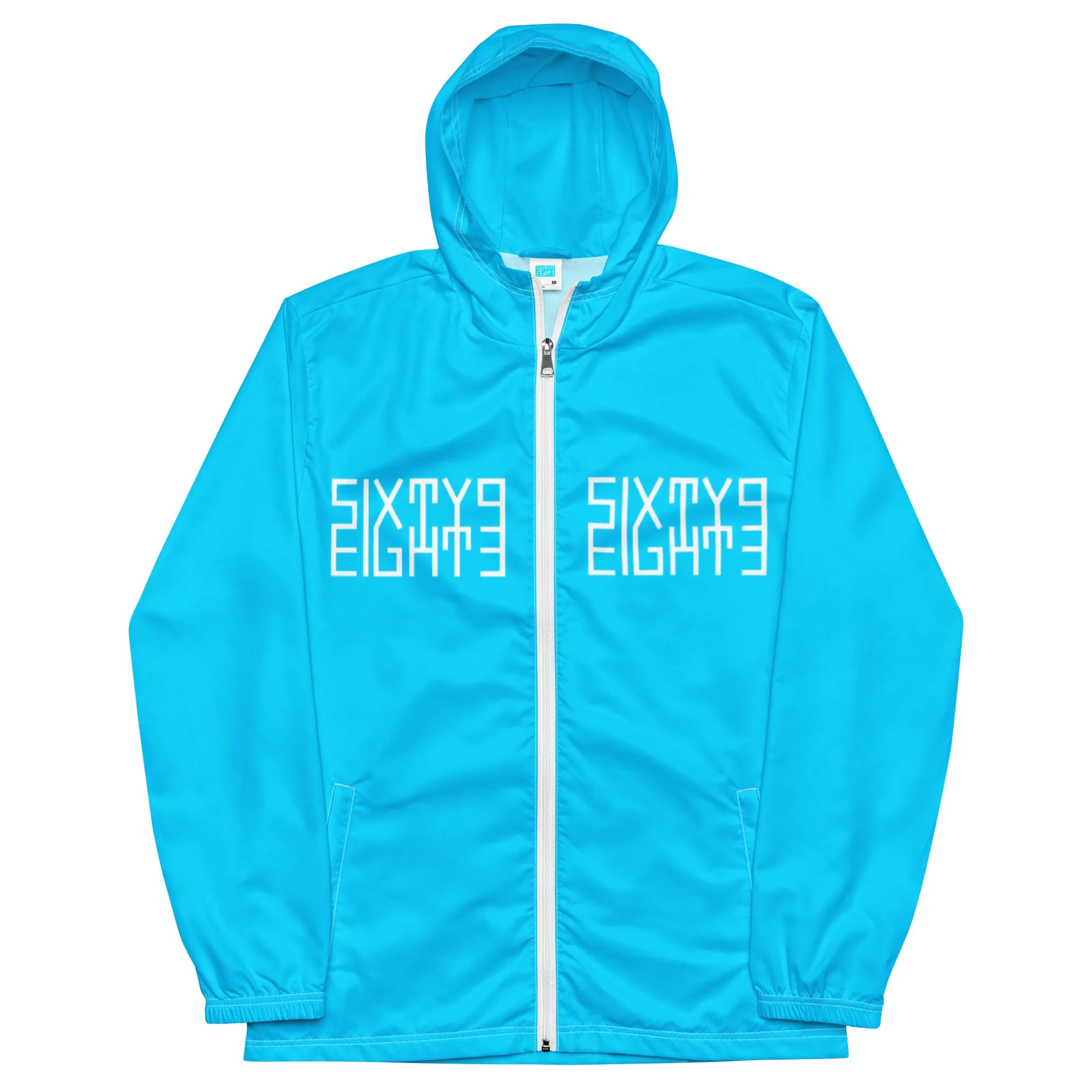 Sixty Eight 93 Logo White & Aqua Blue Windbreaker