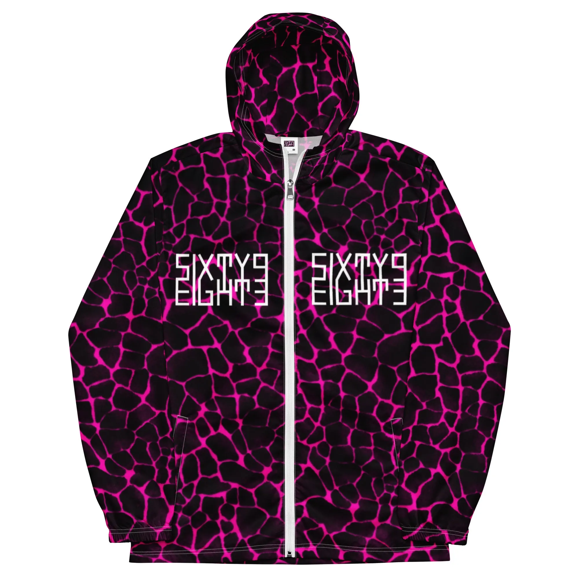 Sixty Eight 93 Logo White Boa Black & Pink Windbreaker