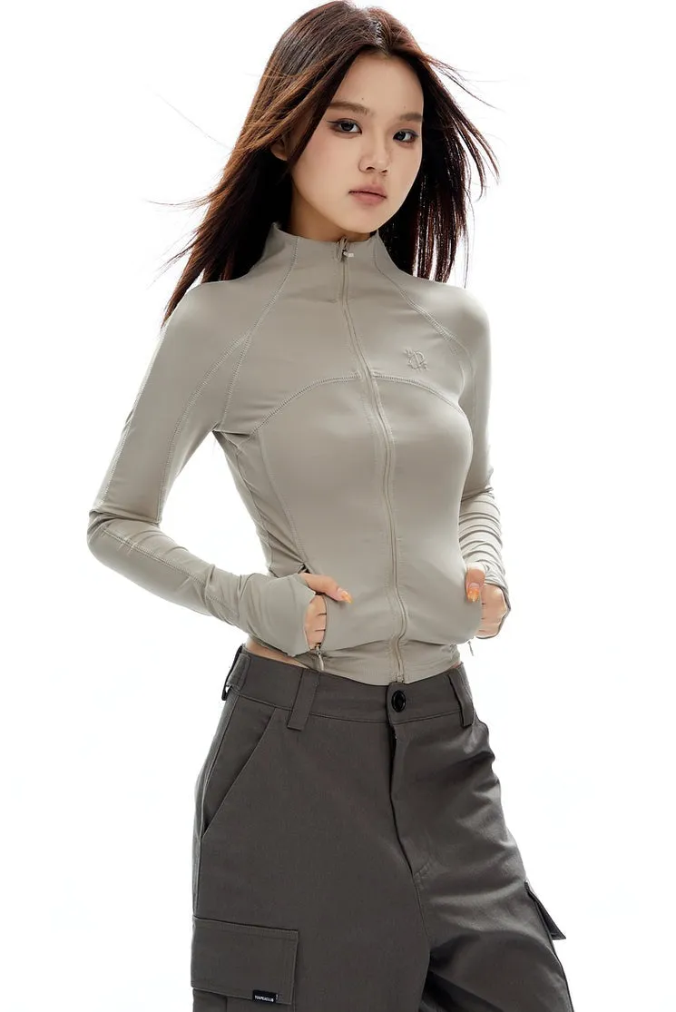 Skinny High Collar Zip-Up Running Jacket