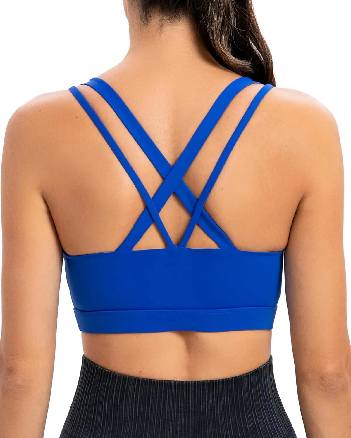 Strappy Sexy Crisscross Back Light Support Yoga Bra with Removable Cups