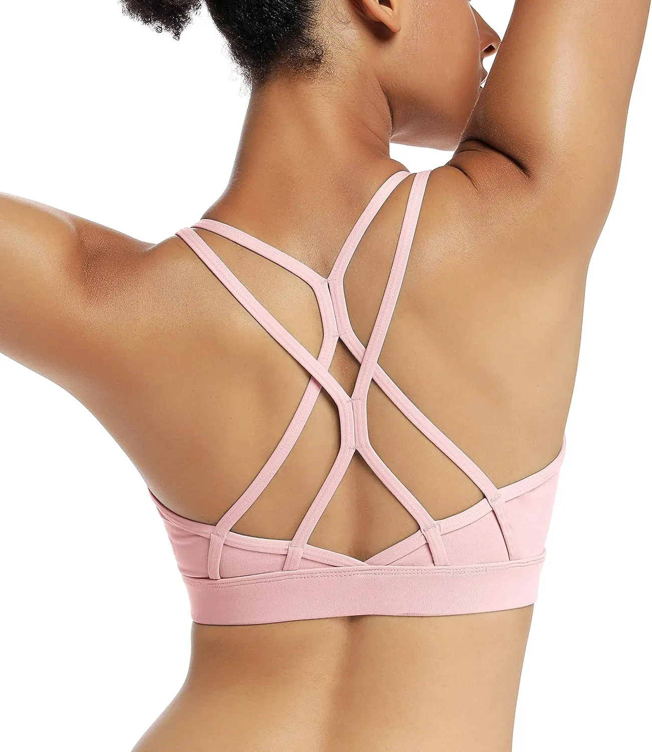 Strappy Sexy Crisscross Back Light Support Yoga Bra with Removable Cups