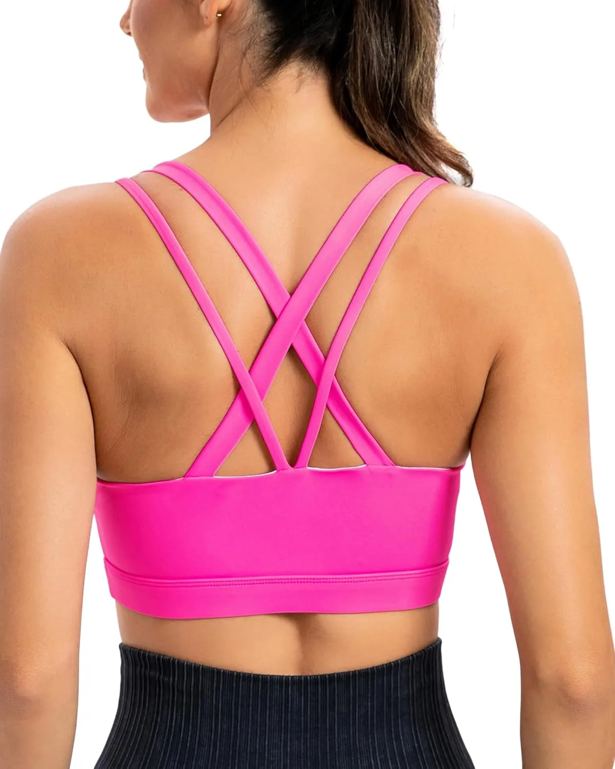 Strappy Sexy Crisscross Back Light Support Yoga Bra with Removable Cups