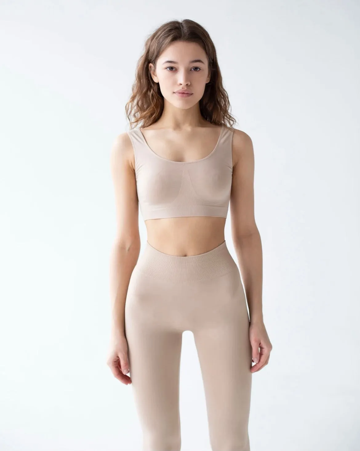 String top & Leggins Set - Sand Beige