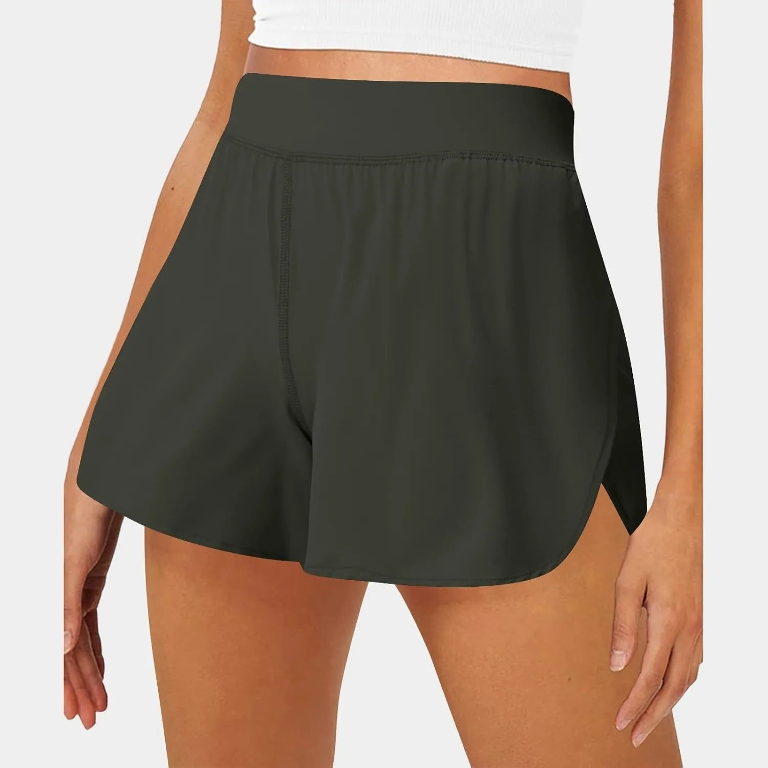Summer Shorts for Women Trendy with Pockets High Waisted Tummy Control Athletic Shorts Spandex Compression Short Pants