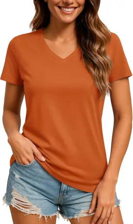 TACVASEN Workout Tops for Women UPF 50  Sun Protection V-Neck T Shirts Short Sleeve Quick Dry Athletic Running Shirts
