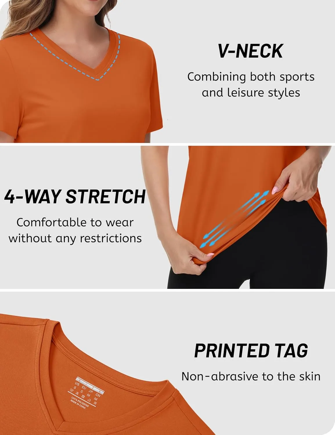 TACVASEN Workout Tops for Women UPF 50  Sun Protection V-Neck T Shirts Short Sleeve Quick Dry Athletic Running Shirts