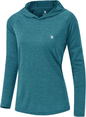 TBMPOY Womens UPF 50  Sun Protection Hoodie Shirt Long Sleeve Fishing Hiking Outdoor UV Shirt Lightweight