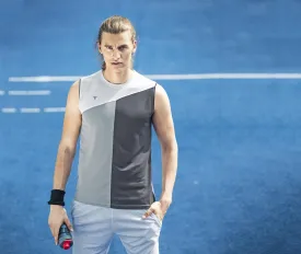 TechnoSport Round Neck Sleeveless Dry Fit Sando for Men P-436 (Dark Grey/Light Grey)