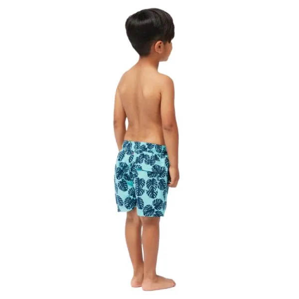 TOM & TEDDY - Boy's Shorts  (Aqua & Navy Leaves)
