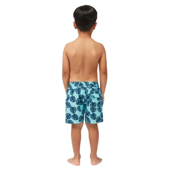 TOM & TEDDY - Boy's Shorts  (Aqua & Navy Leaves)