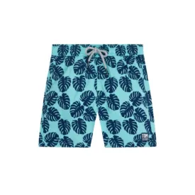 TOM & TEDDY - Boy's Shorts  (Aqua & Navy Leaves)