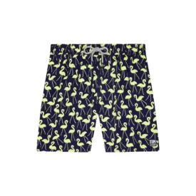 TOM & TEDDY - Men's Shorts  (Dark Blue & Yellow Flamingo)