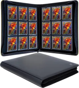 Toploader Binder - Holds 288  Top Loaders for Cards, 9 Pocket Top Loader Binders with Sleeves for 3" x 4" Rigid Card Holders for Baseball, Football and other Sports Cards(Black)