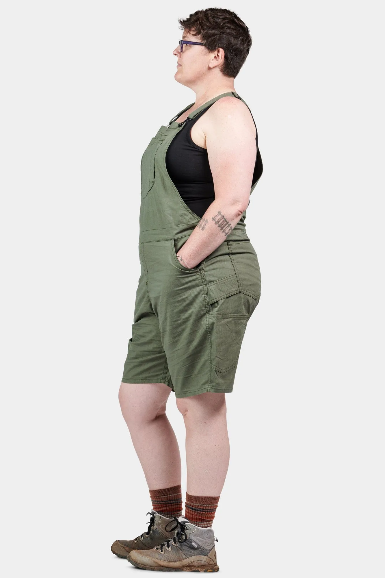 Ultra Light Shortall in Lichen Green Ripstop