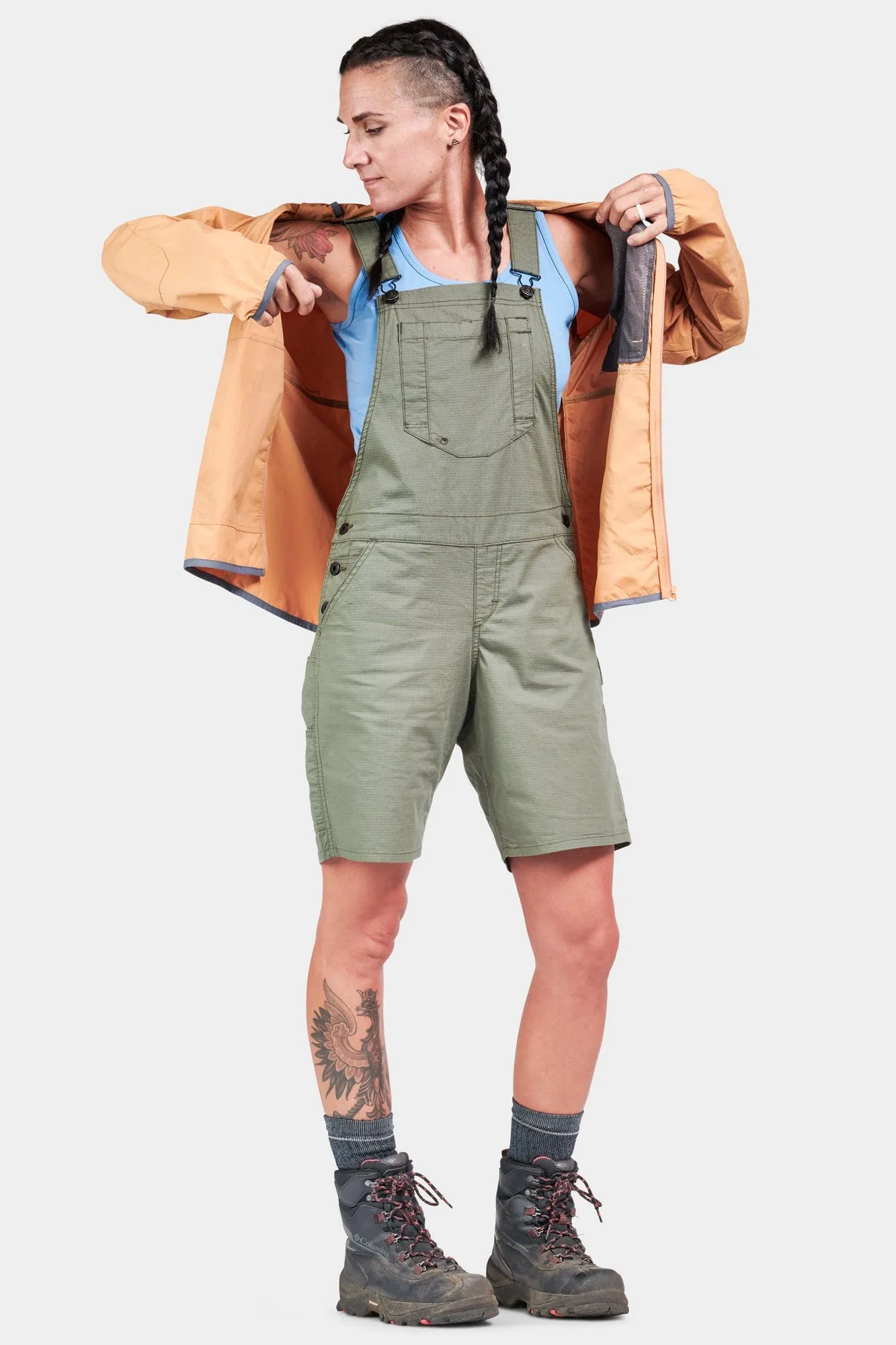 Ultra Light Shortall in Lichen Green Ripstop