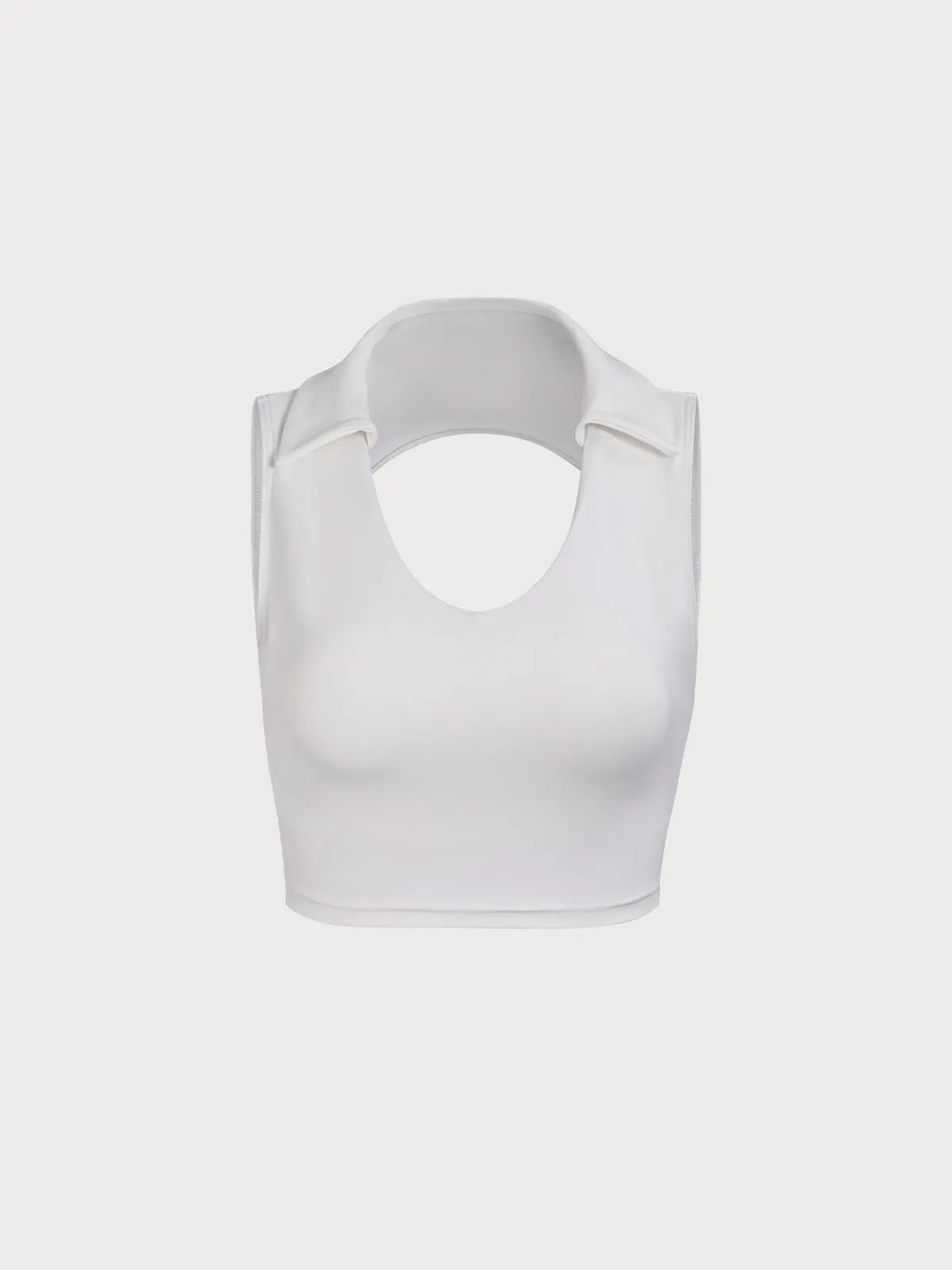 White Sleeveless Sports Tank Top