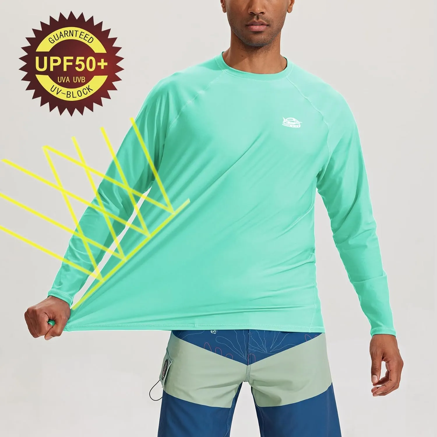 Willit Men's Rash Guard Swim Shirts SPF Water Shirt Long Sleeve UPF 50  Sun Protection Loose Fit Quick Dry