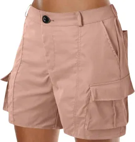 Women's Cargo Shorts High Waisted Hiking Bermuda Shorts Pull On Summer Short Pants Athletic Wear Workout Gym Clothes